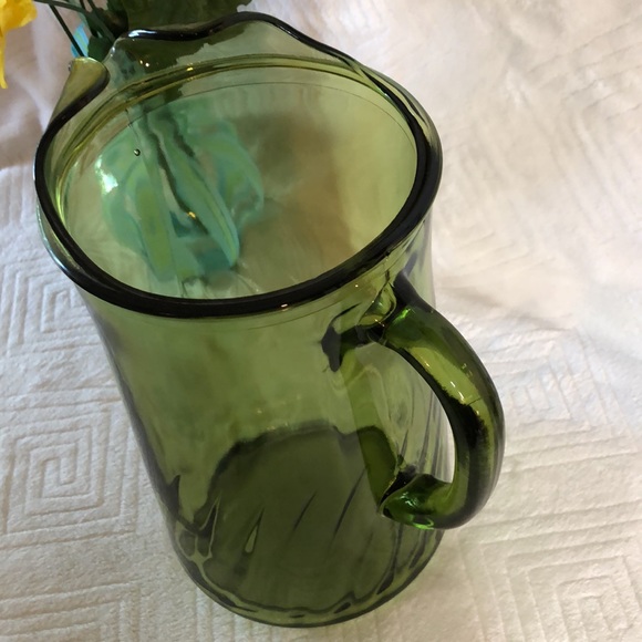 Retro Green Glass Pitcher and Vase - Picture 5 of 9